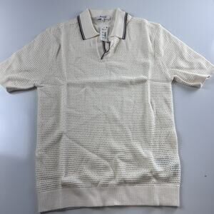 Madewell Sweater Polo Men's XS Beige Ivory Contrast Stitch Johnny Collar NEW